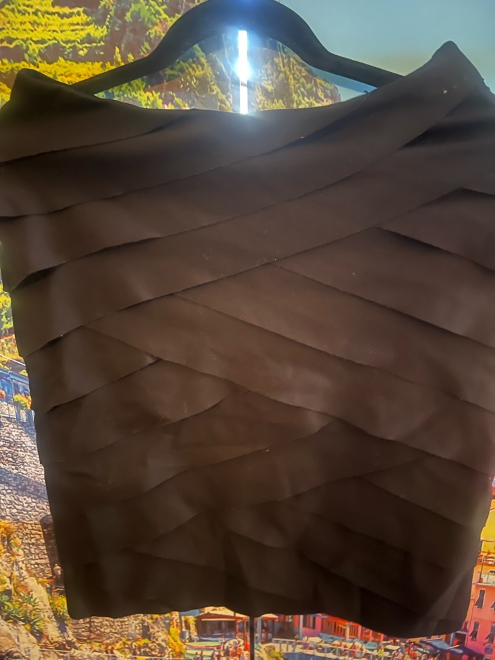 White House Black Market Black Pleated Bandage Skirt